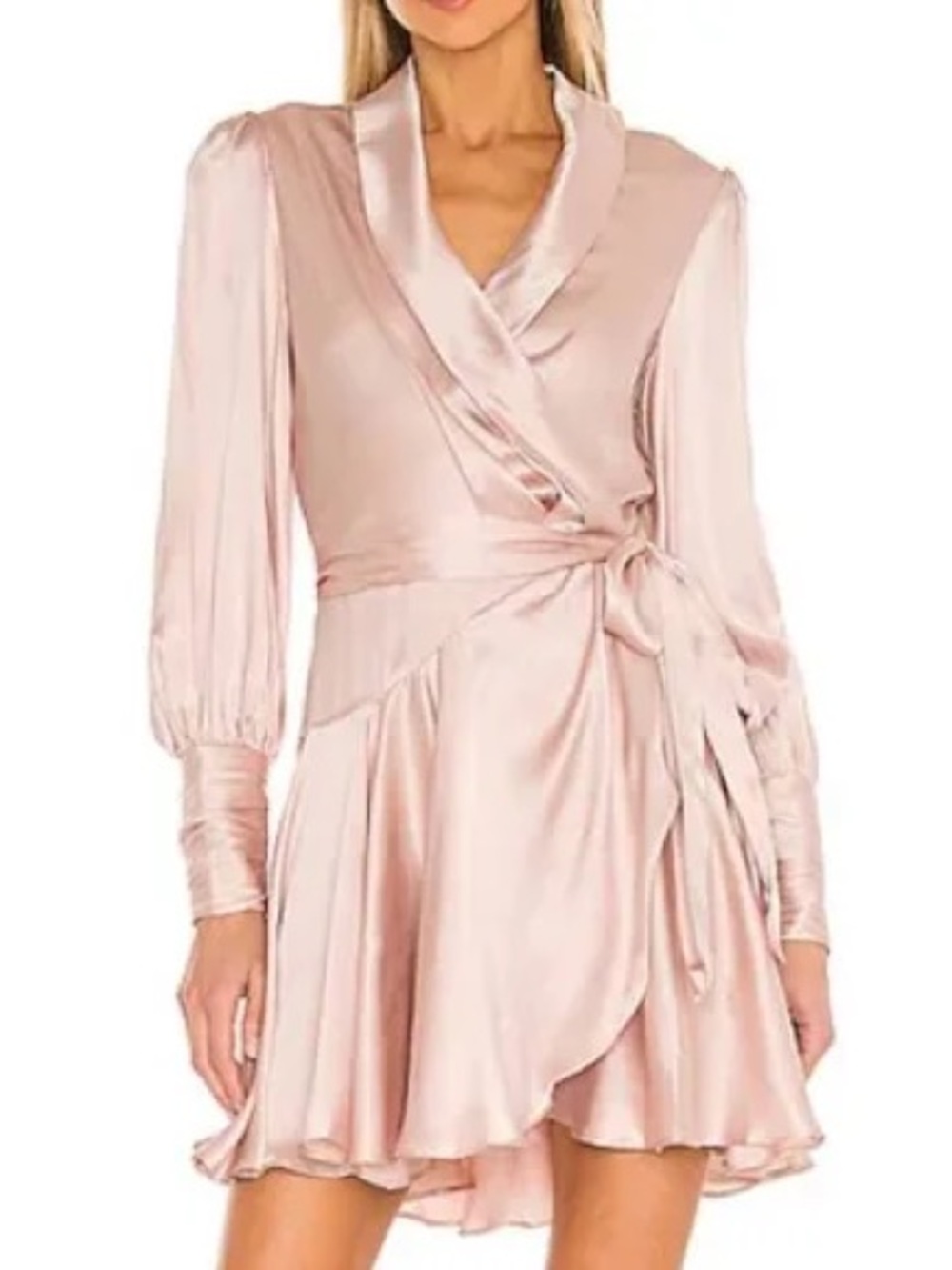 Zimmermann Silk Wrap Mini Dress in Dusty Pink. Size 2 Medium (6-8)